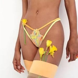 FOR LOVE AND LEMONS WATERLILY EMBROIDERY THONG